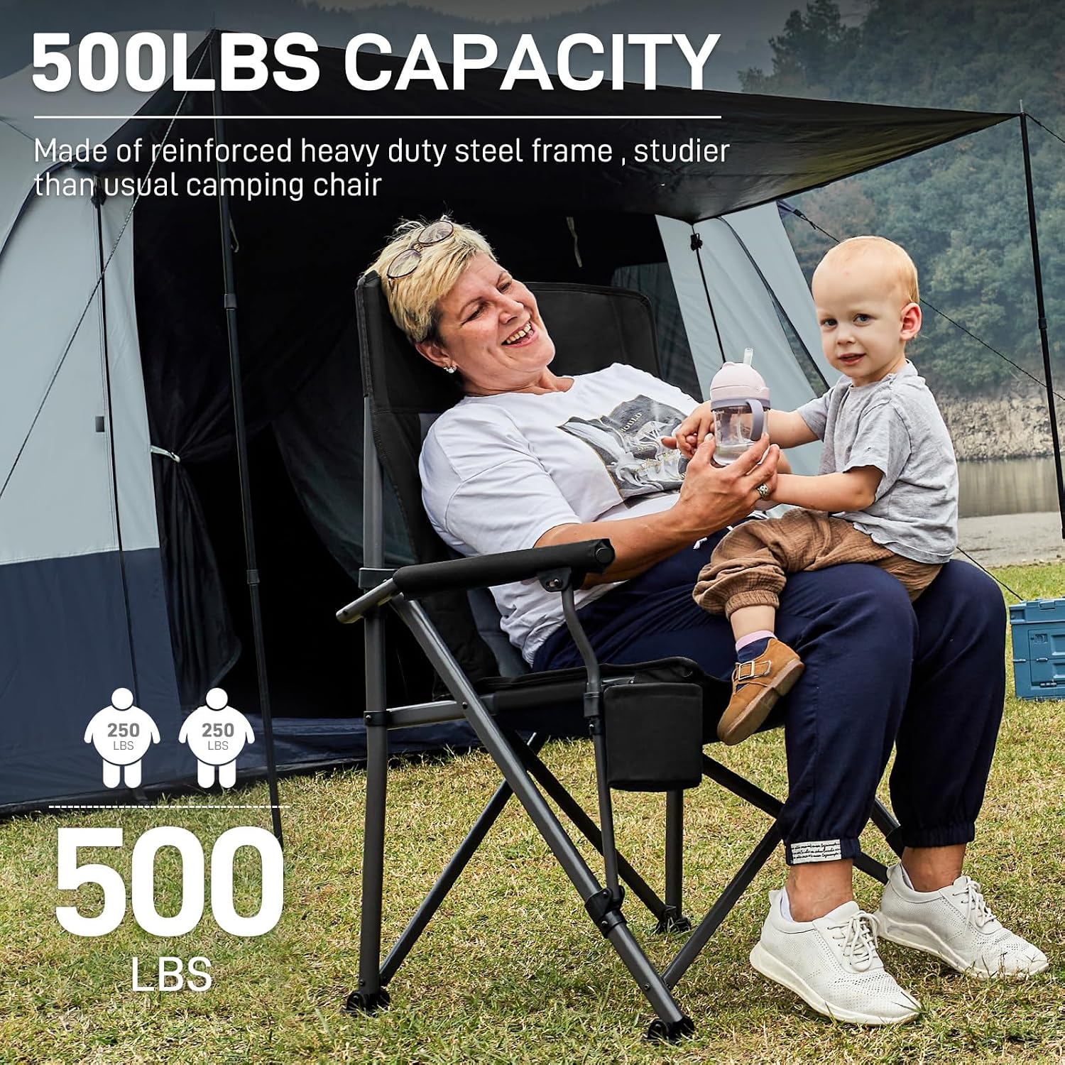 EVER ADVANCED Oversized Folding Camping Chair for Adults