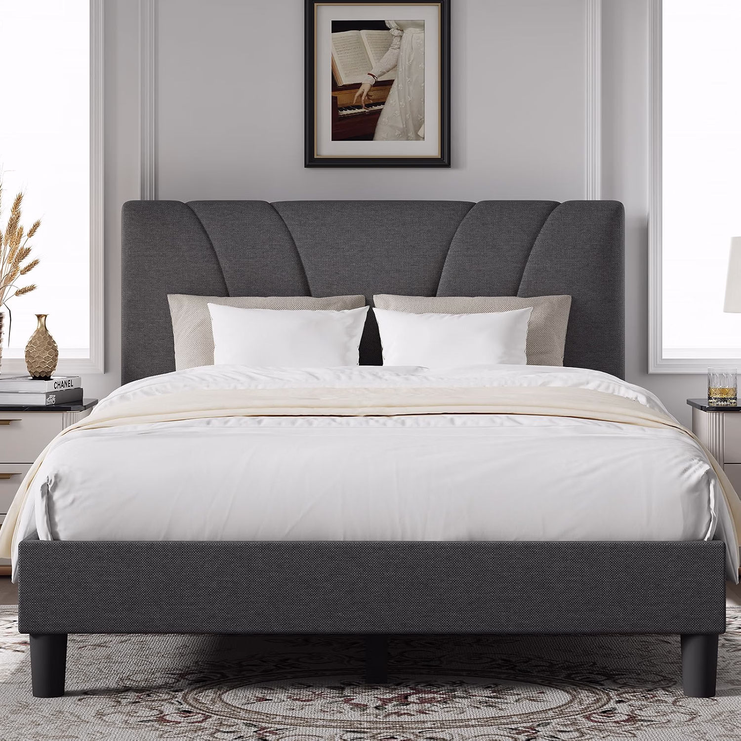 Novilla Full Bed Frame Upholstered Platform Full Size