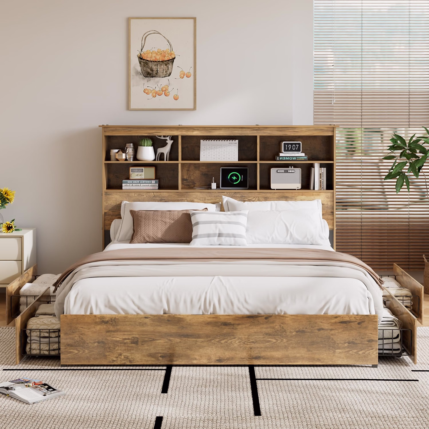 VECELO King Size Bed Frame with 50" Tall