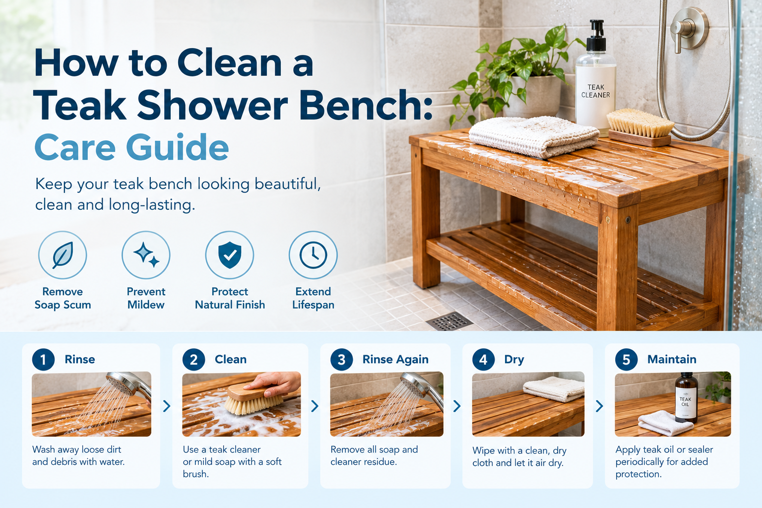 How to Clean a Teak Shower Bench Care Guide