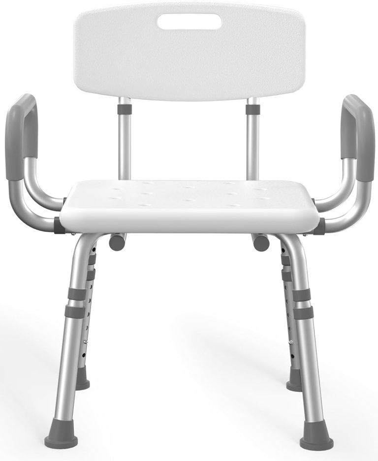 OMLAND Shower Chair for Inside Shower with Padded Armrests and Back