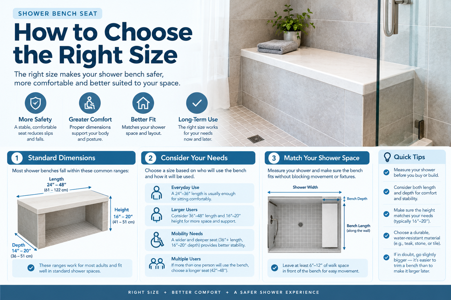Shower Bench Seat How to Choose the Right Size